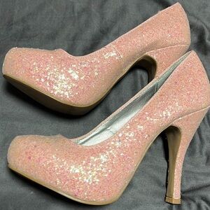 Sparkle Pink High Heel Pumps - Women's Dress Shoes